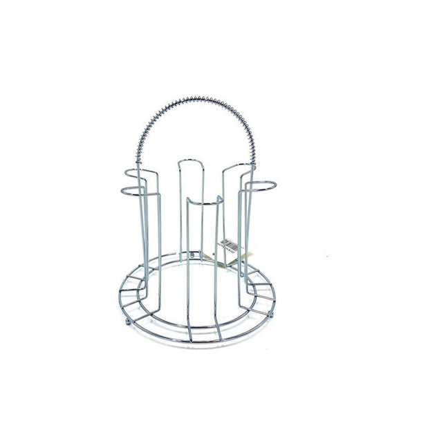 Escurridor De Metal, Para 6 Vasos  Cromado Redondo  Marrón