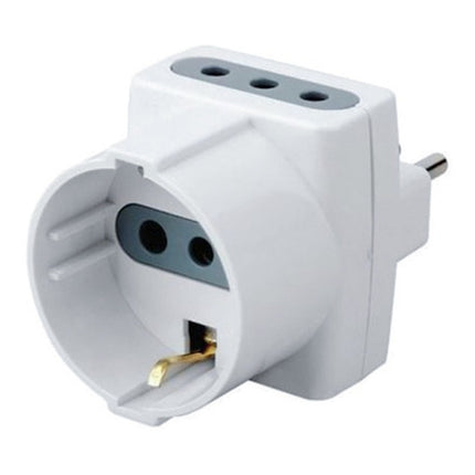 Ficha Adaptador 3 En Linea  A 2 Modulos + 1 Schuko