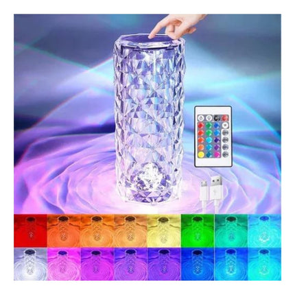 Lampara De Mesa Diamante16 Colores Tactil Recargable Agua Colores