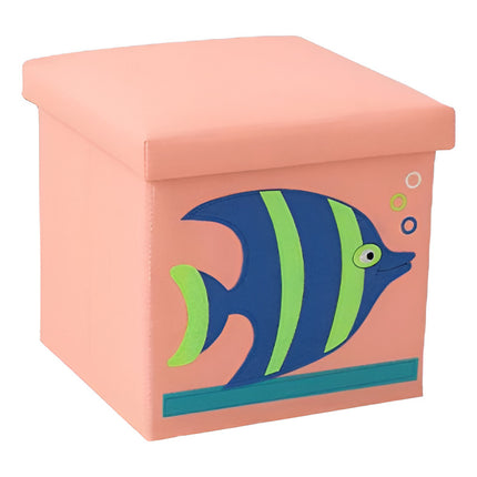 Banco Puff Baul Plegable Infantil 30x30x30cm. Rosa