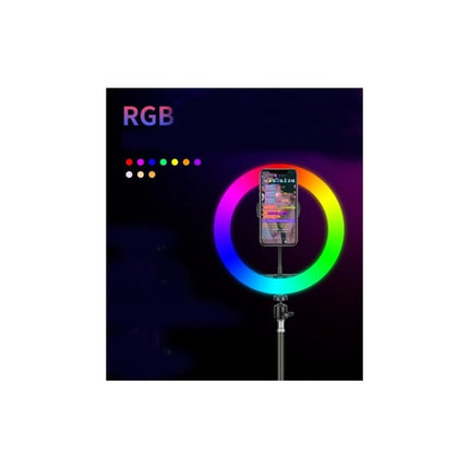 Aro Anillo Luz Led Rgb Multi Color Con Tripode 26cm Negro Rgb Multicolor Y Blanco Ajustable