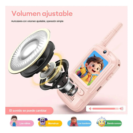 Walkie-talkie Con Video Para Niños Pack De 2 Con Azul Claro Rosa Claro