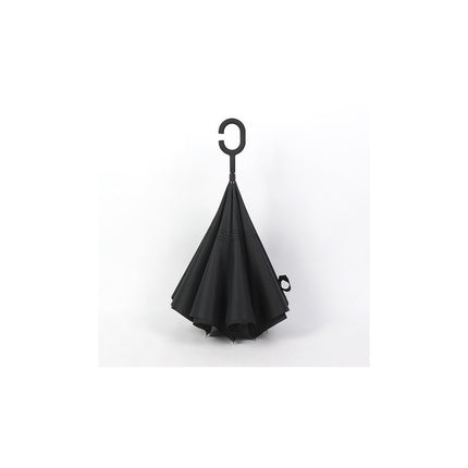 Paraguas De Tela Doble Invertido 60cm Mango C Color Negro Negro