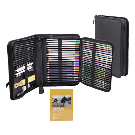 Kit 72 Piezas Lapices De Colores Con Block De Hojas Negro