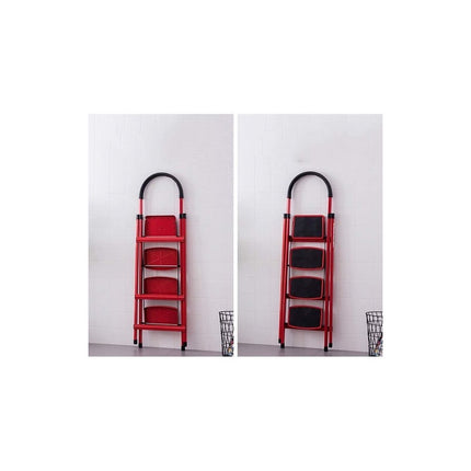 Escalera Plegable Roja Con 4 Escalones Anchos Antideslizante Rojo