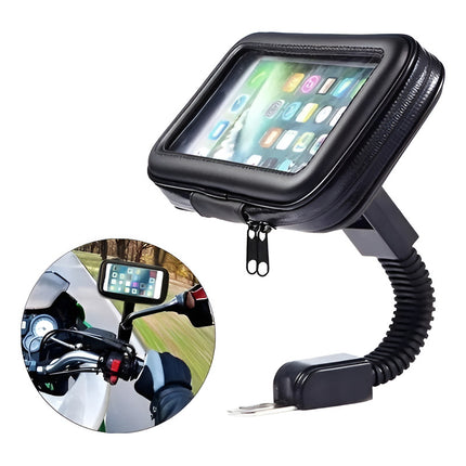 Soporte  Impermeable Porta Celular Bicicleta Moto P/espejo Negro