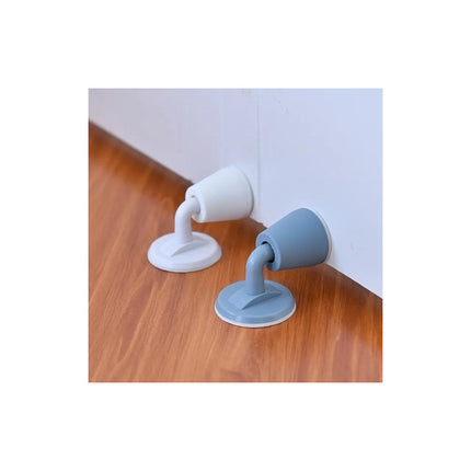 Tope De Puerta Silicona De Piso Sin Perforación Anti Golpes Gris Redondo Liso