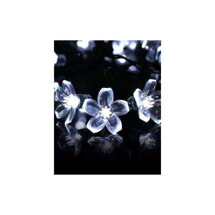 Guirnalda Solar Para Exterior Decoración Flores Blancas