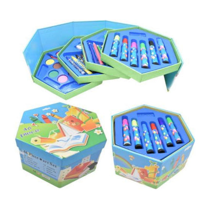 Set De Arte En Caja Hexagonal Con 46 Piezas