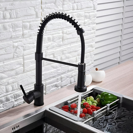 Canilla Monocomando Pico Flexible Extensible Cocina Mesada  Negro Mate