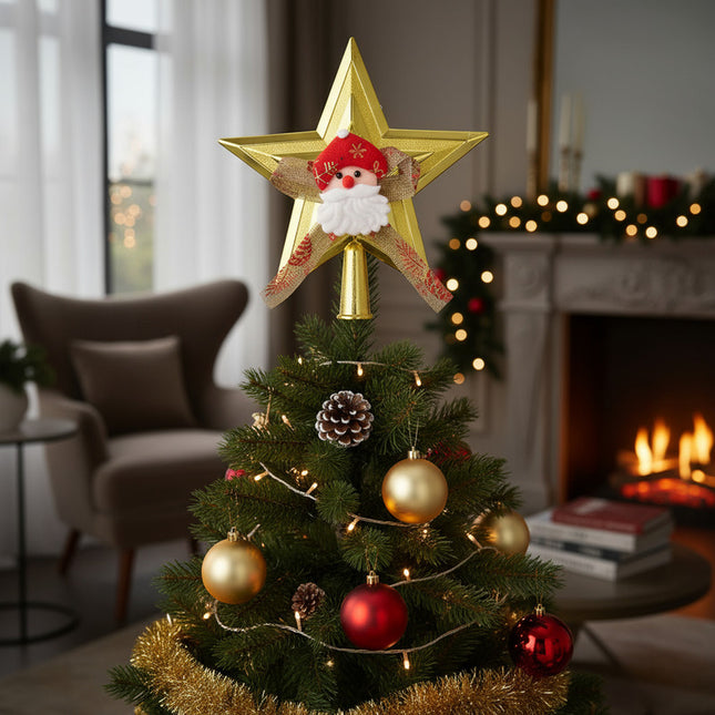Puntero De Navidad Estrella Dorada 21cm Dorado