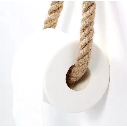Porta Rollo De Papel Higiénico Adhesivo De Cuerda Tejida Beige