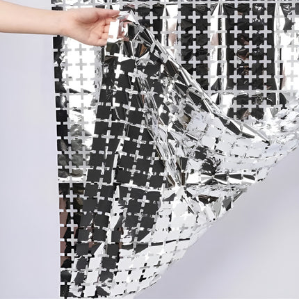 Cortina Panel Metalico Diseño Cuadrados Chicos Cumpleaños