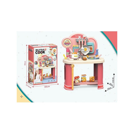 Cocina Con Pileta Para Agua, Y Accesorios, En Caja  Rosa
