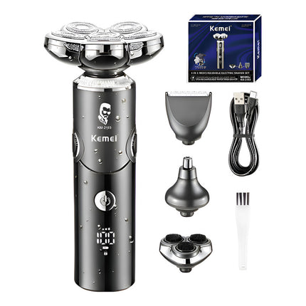 Afeitadora 5 Cabezales Inalámbrica Recargable Kemei Km-2193 Negro