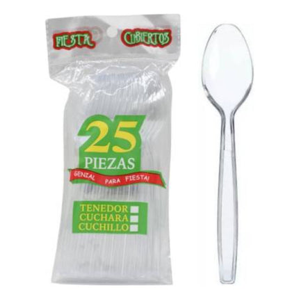 Cucharas De Plástico Blancas  O Transparentes X25 Unidades