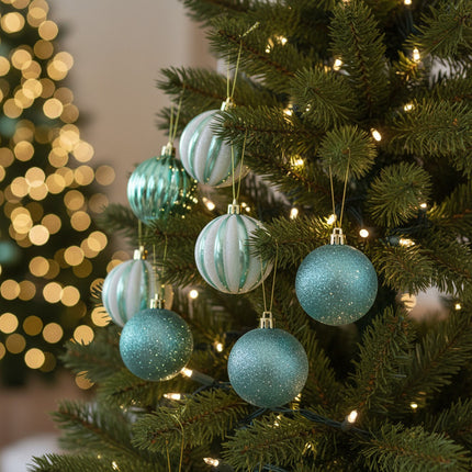 Set X9 Chirimbolos Para Arbol De Navidad  Grandes Verde Agua