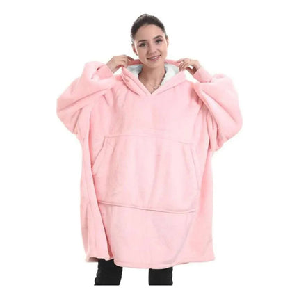 Buzo Poncho Adulto Plush Con Capucha Xxxl Rosa