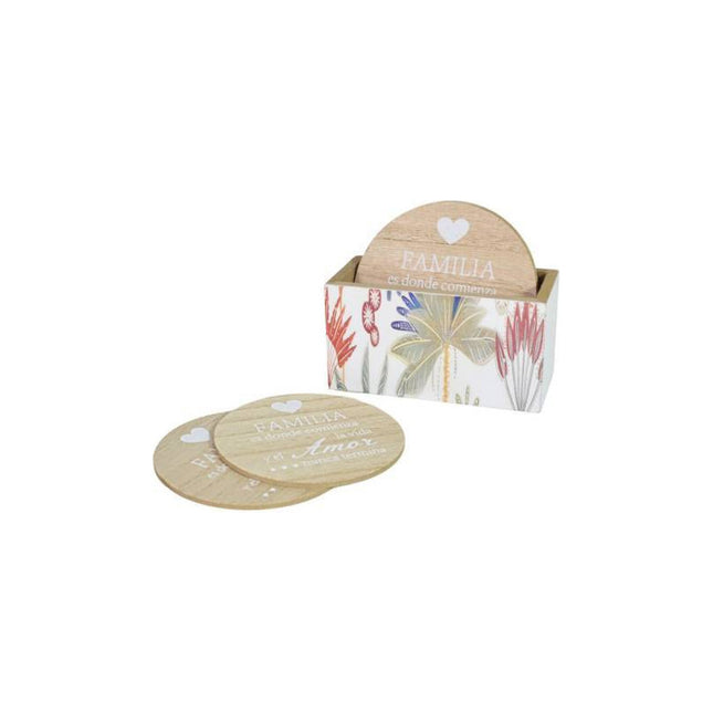 Posavasos X6 Unidades Con Soporte Chw03473 Madera