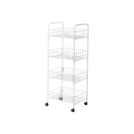Organizador De Metal 4 Estantes, Con Ruedas Blanco Canasto  Nude