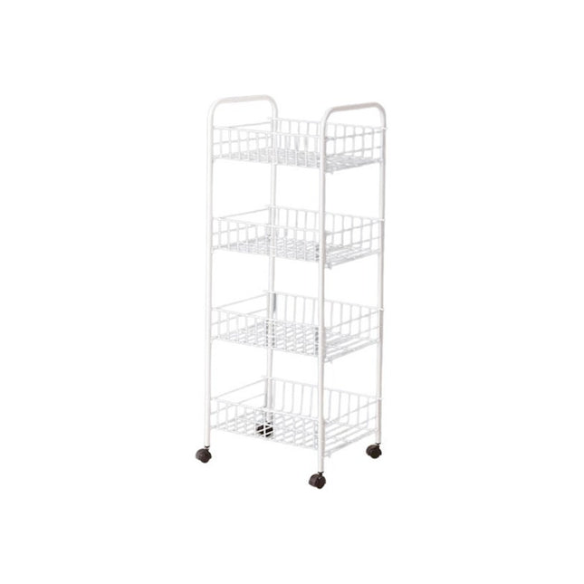 Organizador De Metal 4 Estantes, Con Ruedas Blanco Canasto  Nude