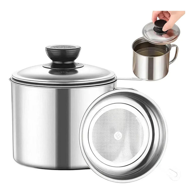 Jarra Filtro Colador Para Aceite Quita Residuos De Frituras Gris