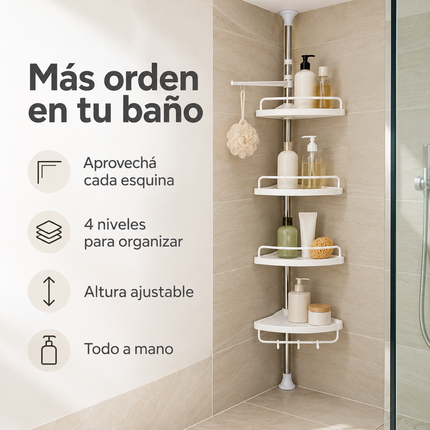 Esquinero Para Baño Estante Múltiple y Ajustable - OFERTA