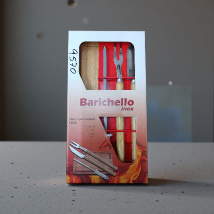 Set De Parrilla 4 Pza Tabla De Madera Chaira Cuchilla Pincho