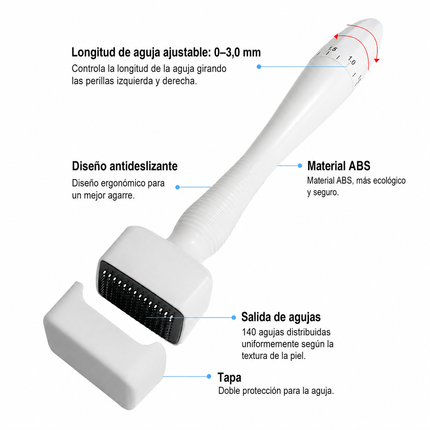Derma Roller Titanio Agujas  Cuidado Facial 0 A 3.0mm